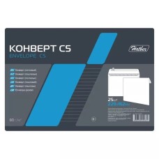 Конверт белый C5 Hatber 162х229мм без подсказа, окна отр. полоса 706703