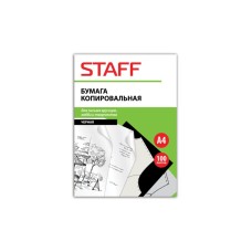 Бумага копировальная (копирка) черная А4, папка 100 листов, STAFF, 126527