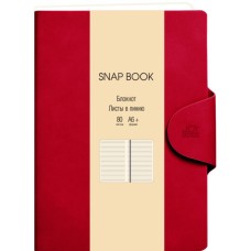 Блокноты для зап. А6+, 80л. (Snap book) Иск.кожа 7Б. Магнитный клапан с термотиснением. Скругл.угл. Бум.оф.80г/м2, белый,1кр. Линия. Ляссе. Инд.уп.OPP Snap book. No 5 БСБЛ6803646