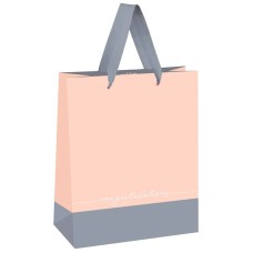 Пакет подарочный 1шт 18*23*10см MESHU "Duotone. Gray-coral", отд. фольгой, матовая ламинация 339775