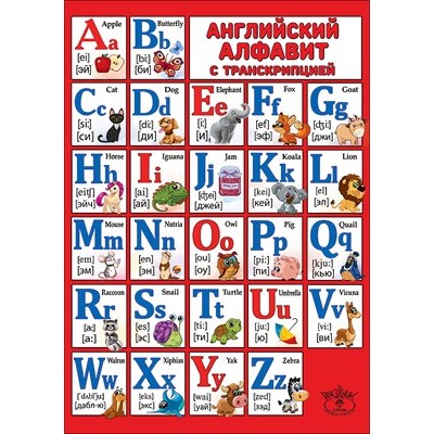 Карточка обучающая "Английский алфавит с транскрипцией" 3001374