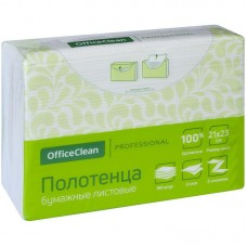 Полотенца бумажные лист. OfficeClean Professional(Z-сл) (H2), 2-слойные, 190л/пач, 21*23, белые 246254