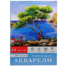 Папка ДЛЯ АКВАРЕЛИ А4 ДЕРЕВО НА ОБРЫВЕ (10-7132) цветная обл., 10л. 180г/м2 ПП-00072620