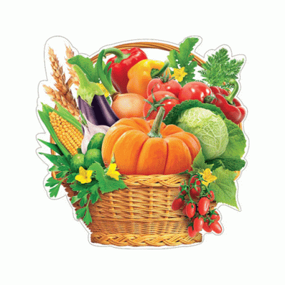 Открытка для украшения на скотче Корзинка с овощами 00062