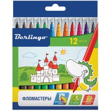 Фломастеры Berlingo "Замки", 12цв., смываемые, картон, европодвес BERLINGO_ 229415