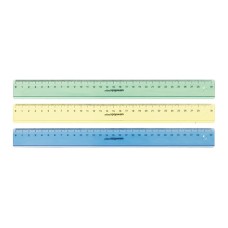 Линейка 30 см пластик прозрач. ассорти 053598