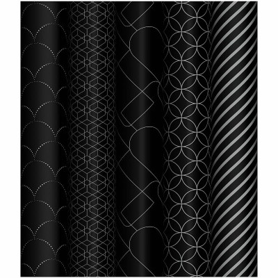 Упаковочная бумага 1 рулон, глянц. 70*100см, MESHU "Pattern on black", 80г/м2 358115