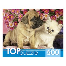 TOPpuzzle. ПАЗЛЫ 500 элементов. КБТП500-6800 Щенок и котёнок