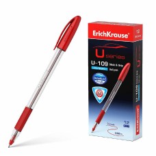 Ручка шариковая ErichKrause® U-109 Stick&Grip Classic 1.0, Ultra Glide Technology, цвет чернил красный 53744