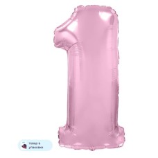 Шар (40\'\'/102 см) Цифра, 1, Розовый, Макарунс, 1 шт. в уп. B901761RS