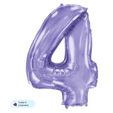 Шар (40\'\'/102 см) Цифра, 4, Сиреневый, 1 шт. в уп. B901764L