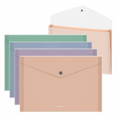 Папка-конверт на кнопке пластиковая ErichKrause Matt Pastel Bloom, с 4 цветными отделениями, A4, прозрачный, ассорти 1шт 61161