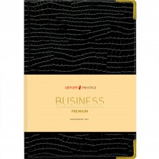 Iguana (черный) Ежедневник А6. Недатир. 152л. (BUSINESS PREMIUM) Иск.кожа с порол. Мет.угол.,цв.форз.,бум.тонир.70г/м2, 2кр., зол.торец бл.,спр.мат.,ляссе 2шт. уп.гоф