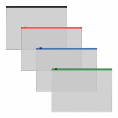 Zip-пакет пластиковый ErichKrause Fizzy Clear, c цветной молнией, A5+, прозрачный, ассорти 61166