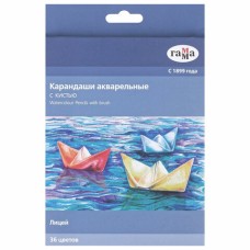 Карандаши акварельные Гамма "Лицей", 36цв., шестигранные, заточен., с кистью, картон. упак., европодвес 286565