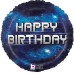 Шар (18\'\'/46 см) Круг, Happy Birthday (космос), Темно-синий, 1 шт. 26472P
