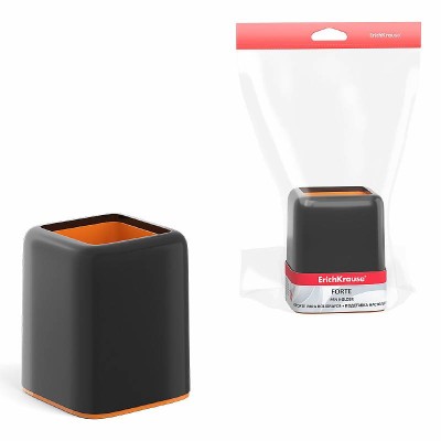 Подставка настольная пластиковая ErichKrause® Forte, Accent, черная с оранжевой вставкой 55841