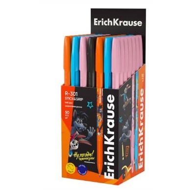 Ручка шариковая ErichKrause R-301 Stick Ну, Погоди! Каникулы 0.7, цвет чернил синий 62638