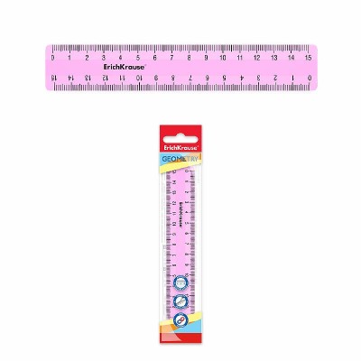 Линейка пластиковая ErichKrause Pastel, 15см, розовый 49535