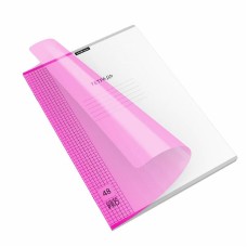 Тетрадь общая ученическая с пластиковой обложкой на скобе ErichKrause Классика CoverPrо Neon, розовый, А4, 48 листов, клетка 56412