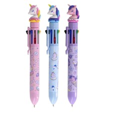 Ручка шариковая Yalong "Единорожка", 0,7 мм, 8 цветов, автоматическая, цветной пластиквый корпус, карт. уп. YL232656