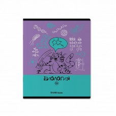 Тетрадь общая ученическая с пластиковой обложкой на скобе ErichKrause Котоформулы, БИОЛОГИЯ, 48 листов, клетка 59510
