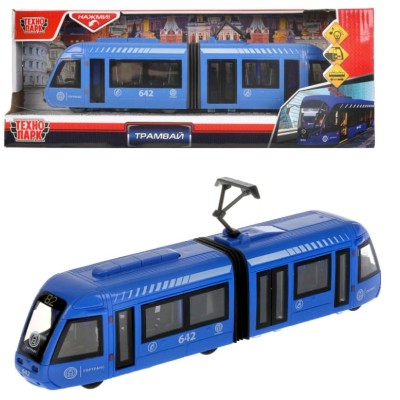 Модель "Трамвай с резинкой" 30 см пластмассовая открываются TRAMNEWRUB-30PL-BU