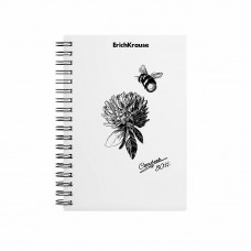 Тетрадь общая с пластиковой обложкой на спирали ErichKrause Blossom, Black and White, А6, 80 листов, клетка 54117