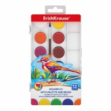 Краски акварельные ErichKrause 12 цветов с палитрой и кистью 50583
