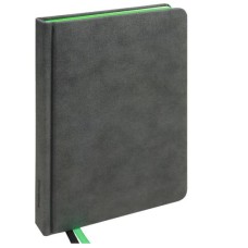 Ежедневник A5, 136л. недатир. CARBON&COLORS (136-5058) неоновый срез ЗЕЛЕНЫЙ, кожзам 136-5058