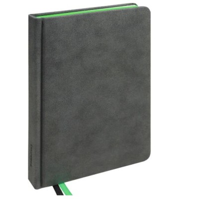 Ежедневник A5, 136л. недатир. CARBON&COLORS (136-5058) неоновый срез ЗЕЛЕНЫЙ, кожзам 136-5058