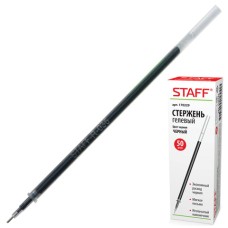 Стержень гелевый STAFF 135мм, игольчатый пишущий узел 0,5мм, 170229, черный