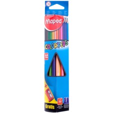 Карандаши Maped "Color Peps", 12цв., трехгран., заточен., картон, европодвес, с точилкой Maped 177722