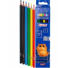 Карандаши цв пл.2М,набор,гекс.6цв. КОТЕНОК МЯУ (КЦ-2619) гриф.d=2,8мм, КЦ-2619