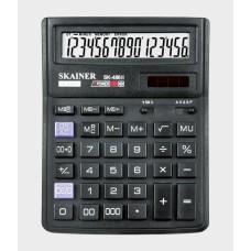 Настольный калькулятор SKAINER SK-486II (пл., 16 разрд., 2 пит., 2 пам., чер. 143 x 192 x 39.5 мм)(SDC-395)