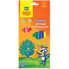 Карандаши Мульти-Пульти "Енот в саванне", 10цв., утолщенные, заточен., картон, европод., с точилкой Мульти-Пульти 240116