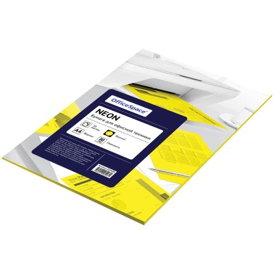 Бумага цветная OfficeSpace neon А4, 80г/м2, 50л. (желтый) Спейс 225436