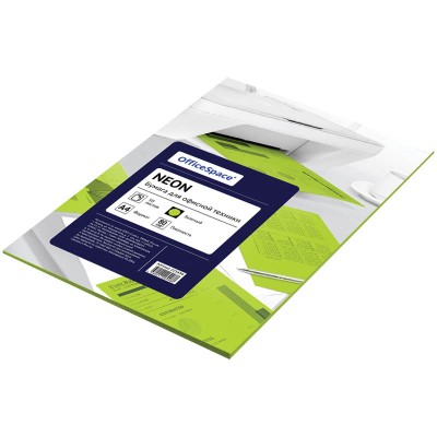 Бумага цветная OfficeSpace neon А4, 80г/м2, 50л. (зеленый) Спейс 225439