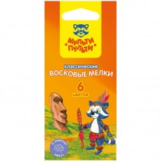 Мелки восковые Мульти-Пульти "Енот на острове Пасхи", 06цв., круглые, картон, европодвес 239184