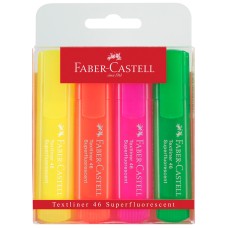 Набор текстовыделителей Faber-Castell "46 Superfluorescent" 4 флуоресцентных цв., 1-5мм, пластик. уп 286175