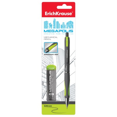 Карандаш механический 0.5мм ERICH KRAUSE "Megapolis" + грифели блистер 20343 100517