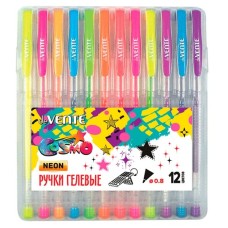 Набор ручек гель неон 12цв "Cosmo Fluo" 0.8/129мм корпус прозрачный е/п DEVENTE 5051037 084788