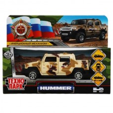 Машина металл HUMMER H2 PICKUP КАМУФЛЯЖ 12 см, двер, баг, инер, песочн, кор. Технопарк  HUM2PICKUP-12MIL-BN