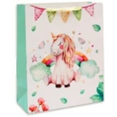 Пакет подарочный Dream Cards с мат лам 26.4х32.7х13.6 Единорог в облаках плотность 210 гр ПКП-0216
