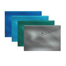 Папка-конверт на кнопке пластиковая ErichKrause Glossy Ice Metallic, A4, непрозрачный, ассорти 50319