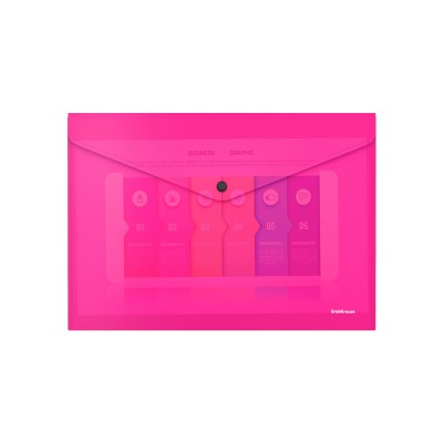 Папка-конверт на кнопке А4 0,18мм "Glossy Neon" розовый ERICH KRAUSE 50306 317515