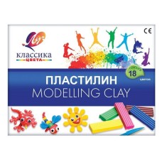 Пластилин ЛУЧ КЛАССИКА 18 цв. 360 г со стеком 066425