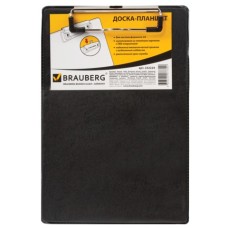 Доска-планшет BRAUBERG "NUMBER ONE A5" с верхним прижимом, 15,8*23см, картон/ПВХ, черная, 232224