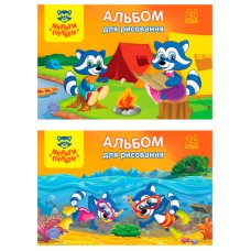 Альбом для рисования 24л., А4, на скрепке Мульти-Пульти "Приключения Енота", с раскраской 240243