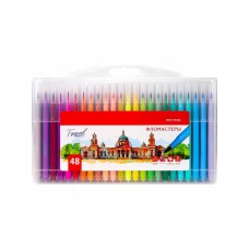 Фломастеры с кисточкой с вентилир. колпачком 48шт. TRAVEL (ФЛ-7650), жёсткий кейс,  ФЛ-7650